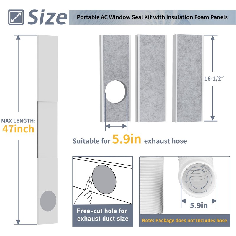 Flamorrow Portable Air Conditioner Window Seal Kit with Insulation Foam