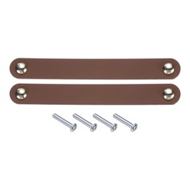 sourcing map 2 Pcs Leather Curtain Rod Holder, Leather Wall Hooks Wall Hanging Strap with Screw for Towel Bathroom Kitchen Bedroom, Brown
