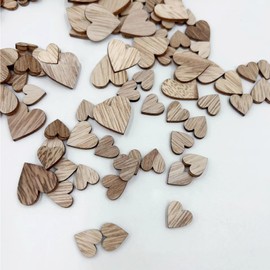 Pack of 150 Wooden Hearts Table Decoration Wedding Birthday Christening Table Decoration Wedding Scatter Decoration Christmas Gift Filling Decoration (Heart Wood)