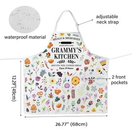 JTOUK Grammy’s Kitchen Apron Best Grammy Gift Grammy Baking Gift Grammy Cooking Gift (Grammy’s Apron EU)