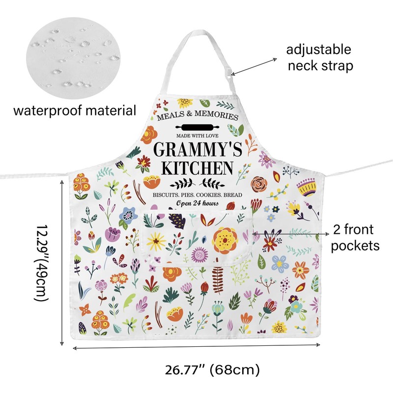 JTOUK Grammy’s Kitchen Apron Best Grammy Gift Grammy Baking Gift