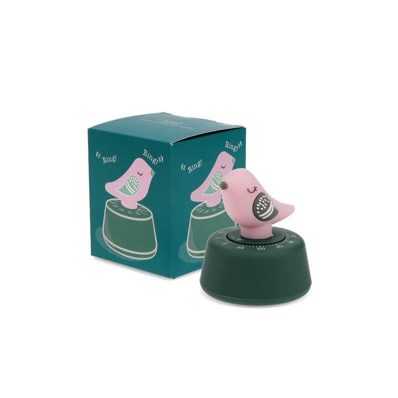 Egg Timer Kitchen Timer Pink Bird with Loud Bell Plastic