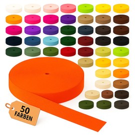 KBBB Webbing Strap Polypropylene 2 m or 5 m Long – 32 Colours Widths 20 mm 25 mm 30 mm 40 mm 50 mm