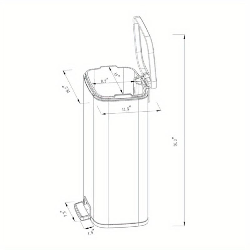 New 45L Rectangular Step Trash Ca - Color: Silvery