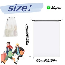 DACUAN 20pcs Transparent Travel Shoe Bags for Packing in Suitcase, Large 15.7x11.8 Inch Shoes Storage Packing Pouch Organizers Drawstring Shoe Bag for Storage Moving House for Men Women
