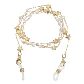 uxcell Beads Eyeglass Chain, Pearl Glasses Strap Eyewear Retainer Chain Around Neck Sunglass Holder for Girls Women, Golden Star