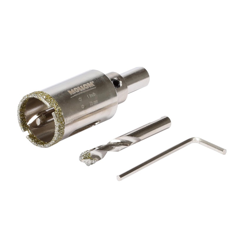 Mollom 1" (25mm) Diamond Hole Saw with 2Pcs Removable Pilot