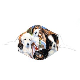 IUPTOWN CHIC 100% Cotton Cloth Face Covering for Women Men-Durable- Breathable-3 Layers Fabric-Reusable-Washable - Outdoor - Indoor - Adjustable - MADE IN USA - 1 PC - Dog Lovers II