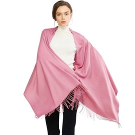 Ausein Mantón de Damas, Pashminas Mujer, Bufandas de Cachemira Suave, Hermosa Estilo,Moda,Lisa,Chalina Elegante,Recuerdos de Bodas Fiestas, Accesorios de Invierno y Ideal Regalos para Mamá(Rosa)