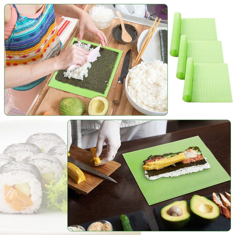 3 Pieces Kitchen Sushi Rolling Mat Non Stick Sushi Making
