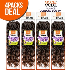 MULTI PACK DEALS! Model Model Synthetic Hair Crochet Braids Glance Goddess Loc 14" (4-PACKS, 1)