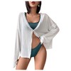 SOLY HUX Women's Swimsuit Coverup Long Sleeve Button V Neck