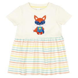 inktastic Superhero Fox, Cute Fox, Orange Fox, Mask, Cape Infant Dress 6 Months Natural with Stripes 4467b