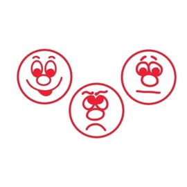 TimeTEX - 62970 Perpetuum-Printed Stamp Set of 3 "Faces" - Face Smiling, Face Neutral and Face Sad - 62970