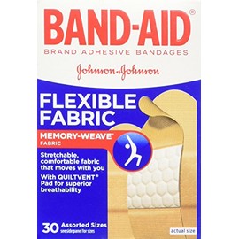 BAND-AID® Brand Flexible Fabric Bandages Assorted Sizes, 30 Count