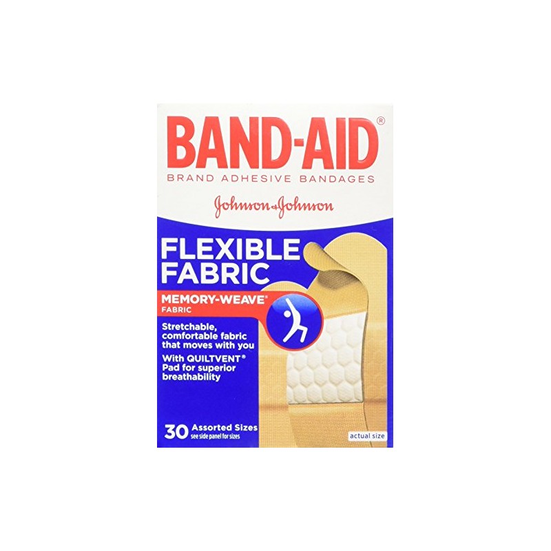BAND-AID® Brand Flexible Fabric Bandages Assorted Sizes, 30 Count