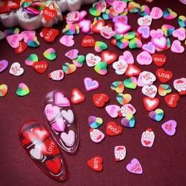 12 Grids Valentines Love Hearts Nail Art Sequins 3D Sweet Heart Design Candy Colors Flakes Nail Charms Manicure DIY Decorations Accessories Tools