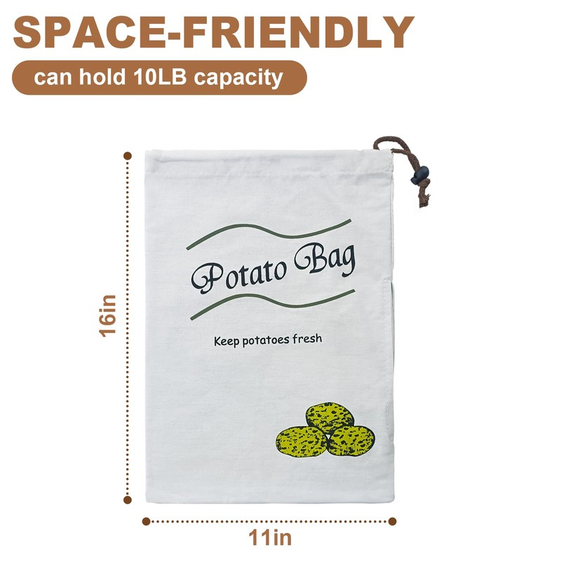Potato & Onion Sprout-Free Vegetable Storage Bags - White