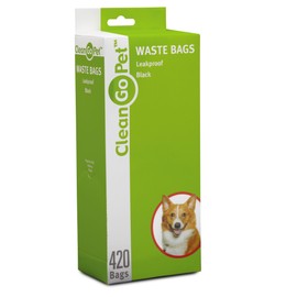 Clean Go Pet Replacement Waste Bags, 21-Pack of 20-Count Rolls of Durable, Leakproof Plastic Poop Bags, Black