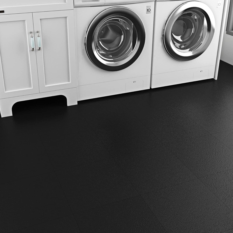 FunStick Black Peel and Stick Floor Tile Waterproof 12x12 in