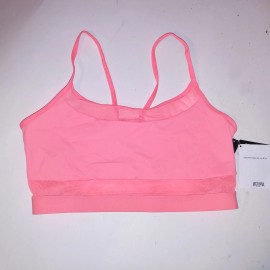 Victoria's Secret Victoria Secret Sports Bra Small Orange Solid Mesh Panel Racerback Wireless New