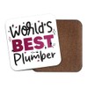 World's Best Plumber Square Coaster - Builder Trades Fan Hobby