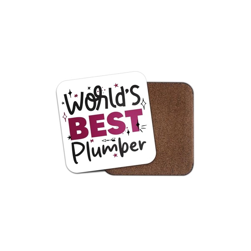 World's Best Plumber Square Coaster - Builder Trades Fan Hobby