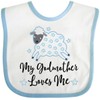 inktastic Godmother Godson Lamb Baby Bib White and Blue 2bf68