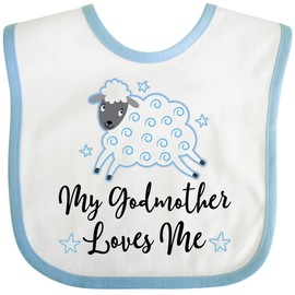 inktastic Godmother Godson Lamb Baby Bib White and Blue 2bf68