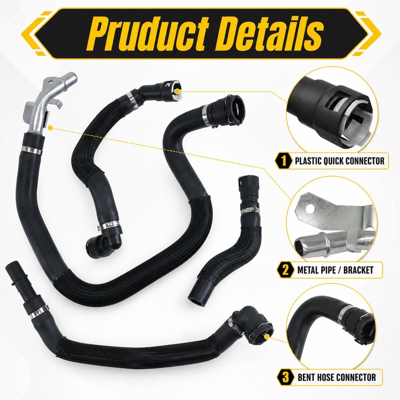 HVAC Heater Supply Return Hose Kit Compatible with 2014-2018 Jeep
