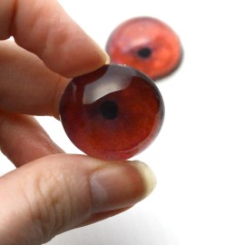 Handmade Pair High Dome Red Rockhopper Penguin Half Sphere Glass Eyes for Taxidermy Art - 20mm