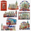 8 London Souvenirs Shiny Photo Magnets - Union Jack British