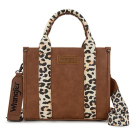 Wrangler Tote Bag for Women Western Leopard Brown Purse with Boho Shoulder Strap Medium Satchel Top Handle Purses and Handbags WG205A-8120SLP