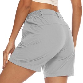 BGOWATU Women's Hiking Golf Shorts Quick Dry Lightweight Cargo Outdoor Active Summer Shorts with Zipper Pockets Light Grey Size L