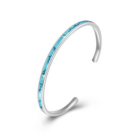 WINNICACA Turquoise Bracelets Cuff Bangle Adjustable Sterling Silver Turquoise Jewellery for Women Wife Christmas Birthday