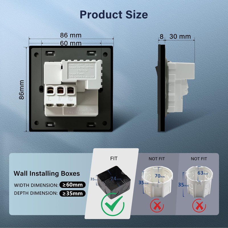 BSEED Single Socket 13A with USB A and USB C