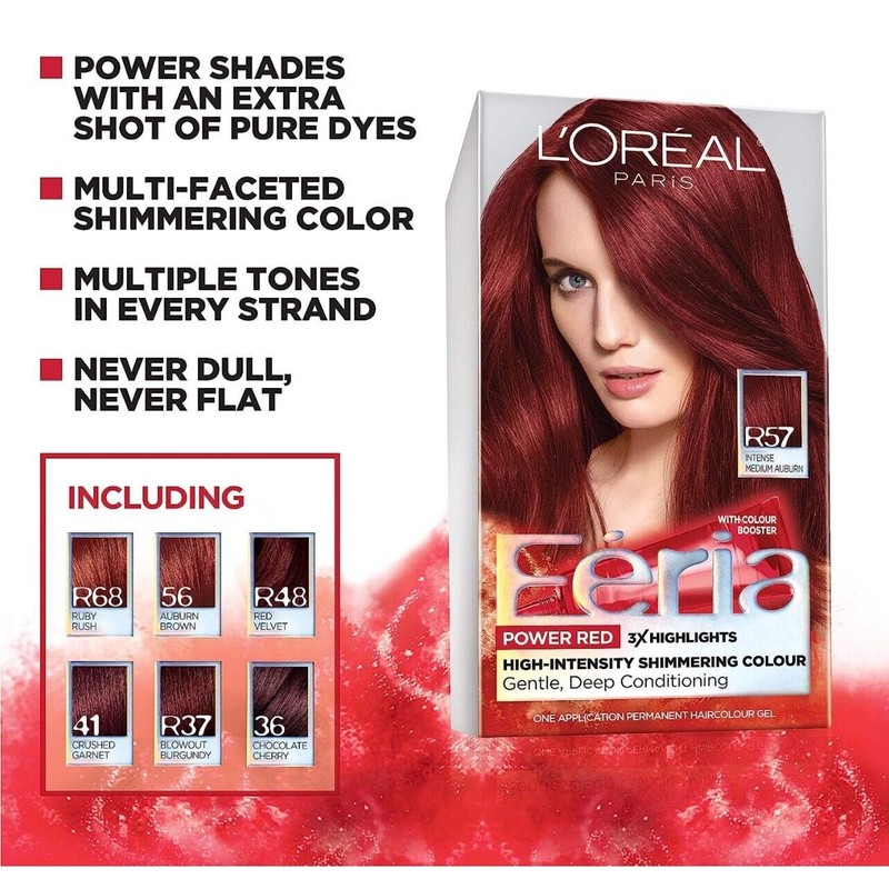 L'Oreal Paris Feria Multi-Faceted Shimmering Hair Color, 41 Crushed Garnet