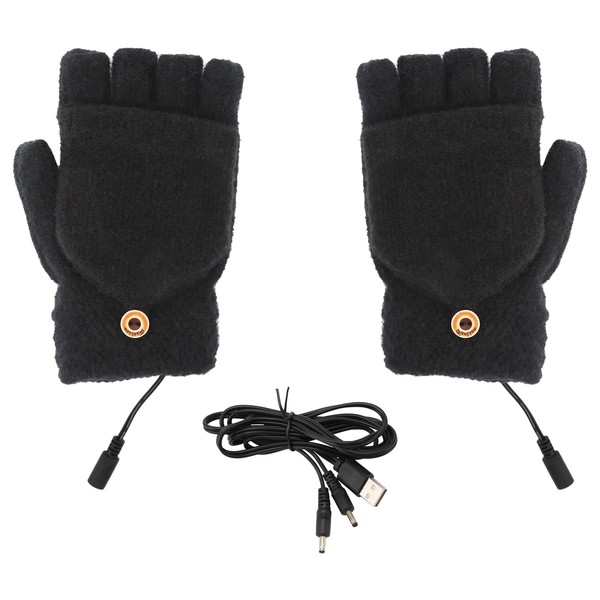 Felenny Unisex USB Heated Gloves USB Hand Warmers Winter Warm Full Finger and Half Fingerless Warm Hand Laptop Gloves Mittensfor Women Men Girls Boys