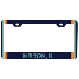Nelson Illinois Car Metal License Plate Frame Retro Design