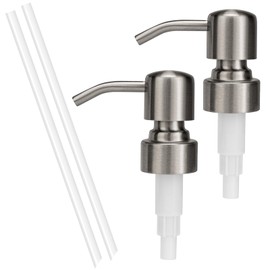 UHEY HOME 304 Stainless Steel Soap Dispenser Pump Replacement for Standard 28/400 Thread Size for Liquid Soap Lotion or Dish Soap Refill Dispenser Kitchen Bathroom 2 Pack(Brushed Nickel)