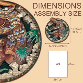 NKTDWO Wooden Jigsaw Puzzle for Adults, Challenging Irregular Pieces Shaped Puzzle for Friends Wood Cut Puzzle for Family Game Collection Animal Puzzle Gift for Birthday Holiday (Dinosaurs Large)