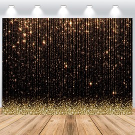 ASDCXZ Gold Background 2.2 x 1.5 m, Golden Glitter Particles, Black Dream Photo Background, Vinyl Photo Box Background for Birthday, Wedding, Graduation, Ball Party, Portrait Photo Studios Backgrounds
