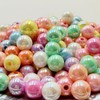Fiozroor 100 Pcs 10mm Iridescent Colorful Pearl Craft Beads