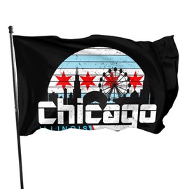 zyatbwi Chicago Skyline Flag 3x5 Ft Flag Home Outdoor Indoor Garden Home Decoration Banner
