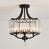 Piepooye Modern Crystal Chandelier 4 Lights Black Semi Flush Mount