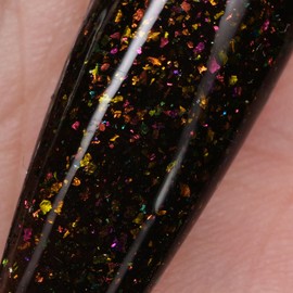 Glow in the dark Black Nail Acrylic Powder with Chameleon Opal Flakies