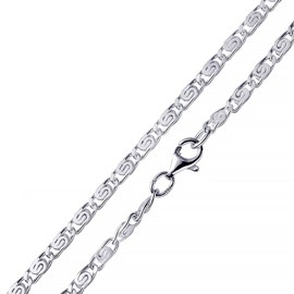MATERIA by Matthias Wagner S Curb Chain Silver 925 Necklace 3 mm Diamond-Coated for Men and Women, Metal, No Gemstone