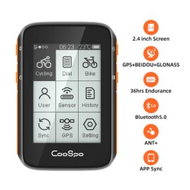CooSpo Bike Computer Wireless GPS,Bike Speedometer Auto Backlight,Bluetooth ANT Cycling GPS Computer,Bicycle Computer BC200 Waterproof,Compatible with CooSporide app HR/Cad/SPD/Power Sensor