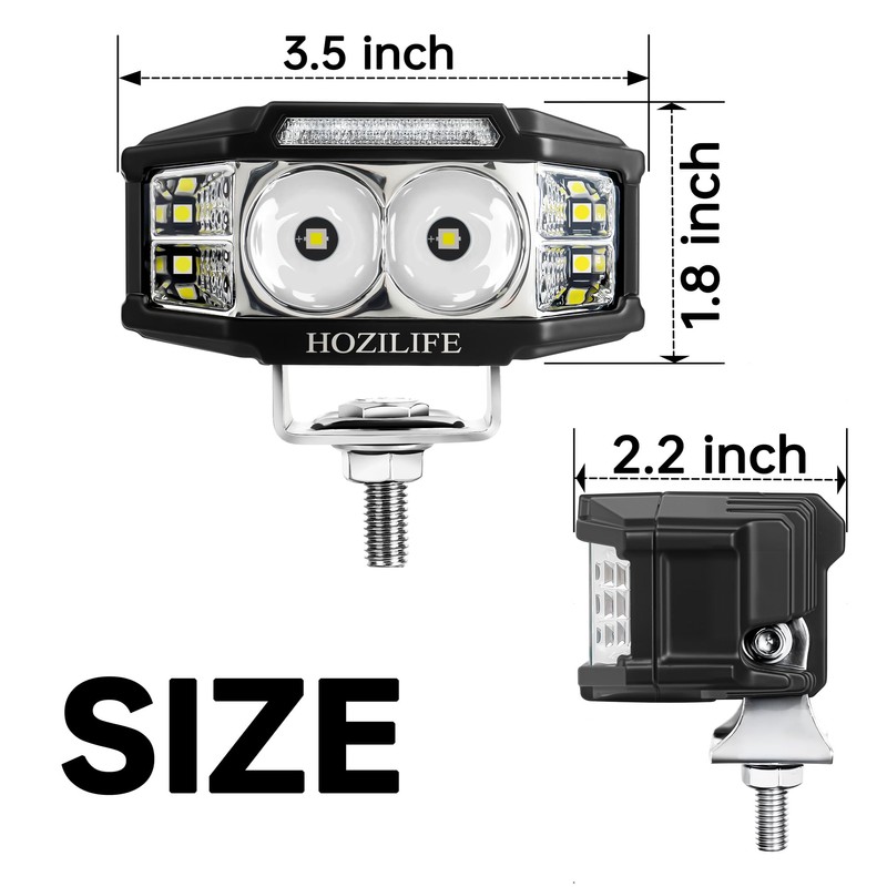 HOZILIFE 3 Inch LED Pods, 2PCS 40W 12V Flood Spot