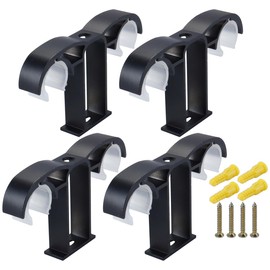 Ausi 4 Pcs Black Curtain Rod Brackets, Double Rod Holder Aluminum Alloy Ceiling Mount Brackets Heavy Duty Pole Holder with Screws for Curtains, Shower Rods, Wardrobes